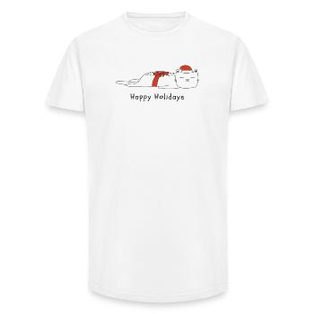 Lustige Katze Weihnachten - Long Fit Männer T-Shirt - Weiß - Vorne - AI Model Male 185 light (185cm)