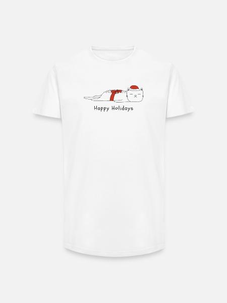 Funny cat Christmas - Long Fit Men's T-Shirt - white