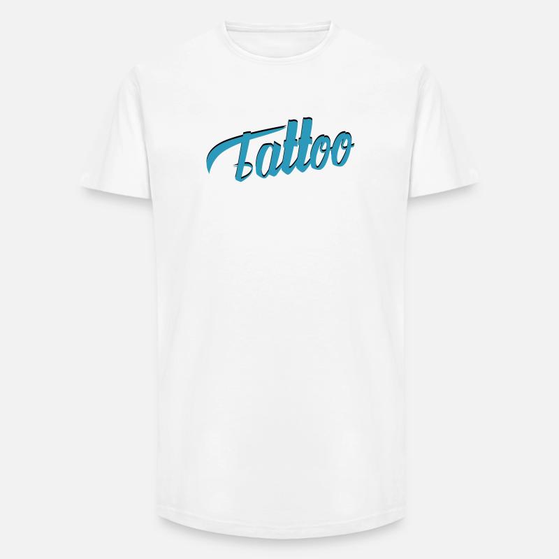 Tattoo Script in Teal - Long Fit Männer T-Shirt - Weiß