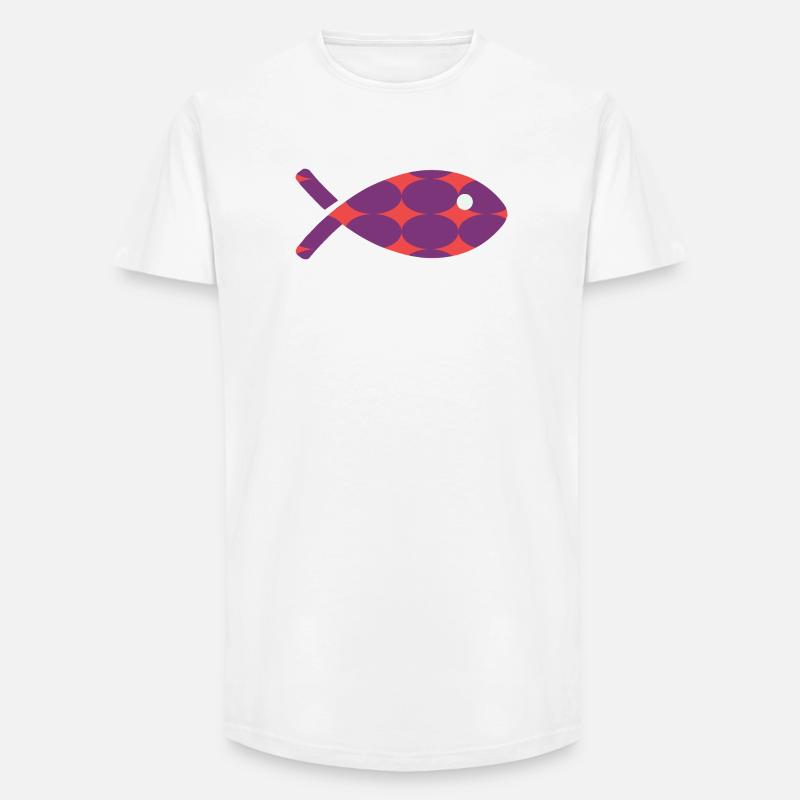 FISCH - Long Fit Männer T-Shirt - Weiß