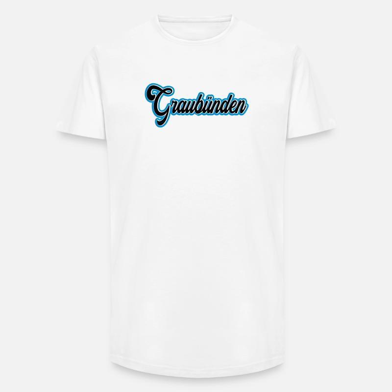 Graubünden Script mit Blau Outline - Long Fit Männer T-Shirt - Weiß