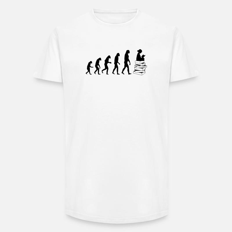 Lire l'évolution - T-shirt coupe longue homme - blanc