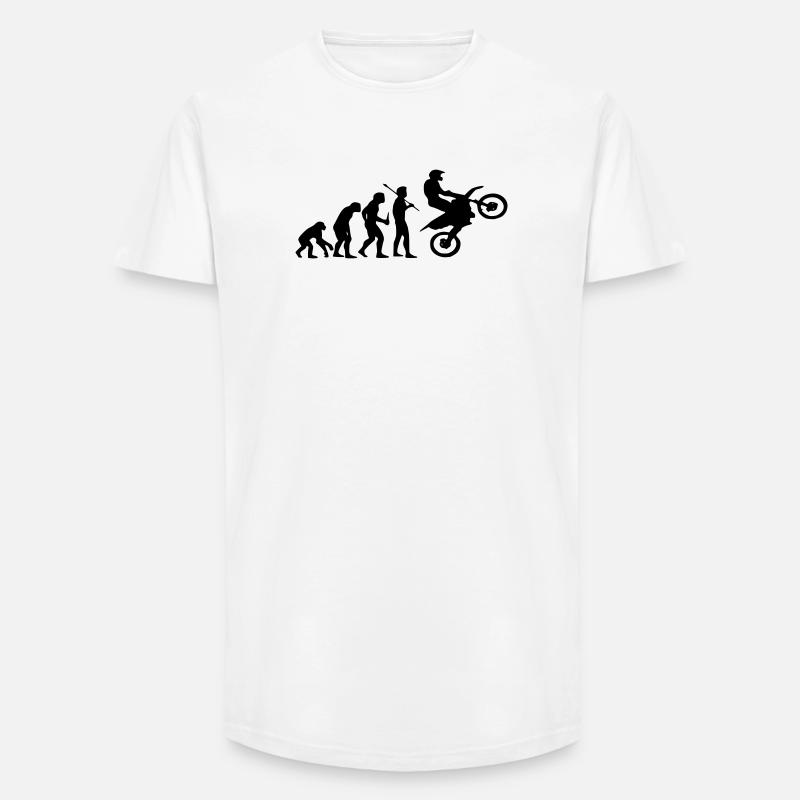 Evolution Monkey to Motocross - Long Fit Men's T-Shirt - white