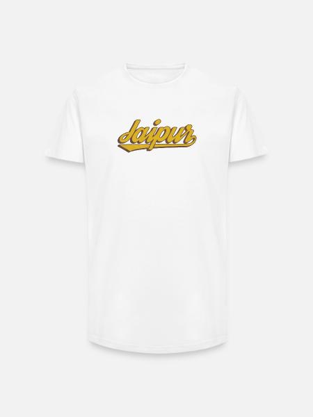 Jaipur Lettering Retro Graphic India - Long Fit Men's T-Shirt - white
