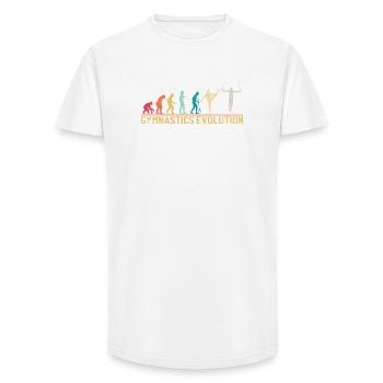 Gymnastik Evolution Grafik T-Shirt - Long Fit Männer T-Shirt - Weiß - Vorne - AI Model Male 185 light (185cm)