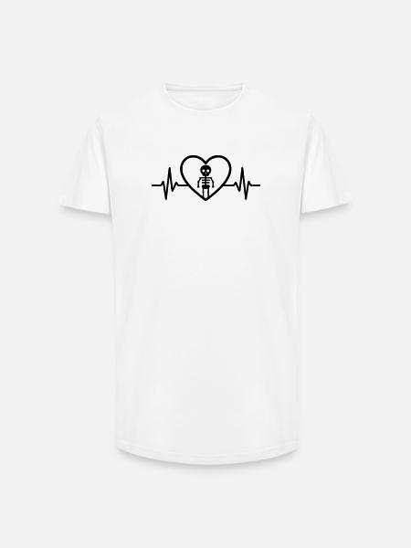 Skeleton Halloween Heart - Long Fit Men's T-Shirt - white