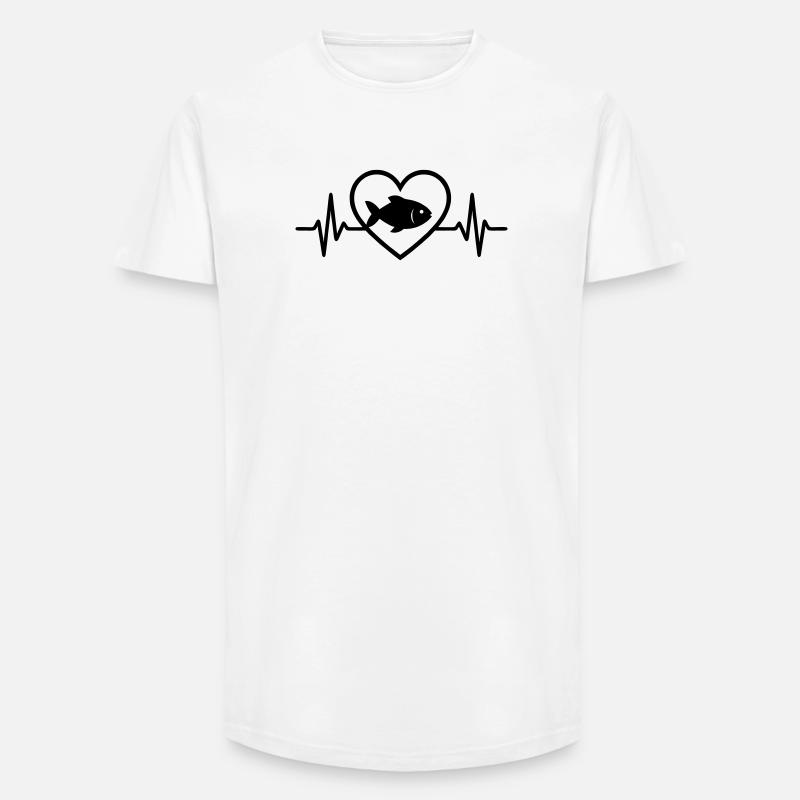 Fisch Herz - Long Fit Männer T-Shirt - Weiß