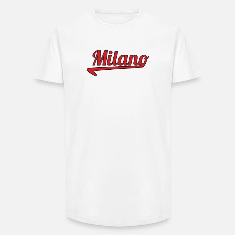 Milano Script Emblem Swoosh - Long Fit Männer T-Shirt - Weiß
