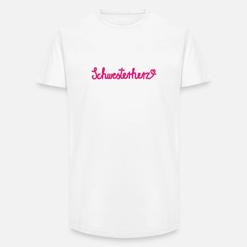 Schwesterherz - Geschenk mit Herz - Long Fit Männer T-Shirt - Weiß