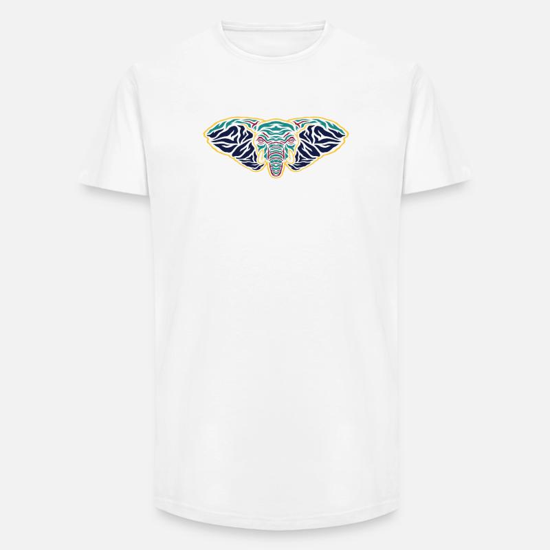 Psychedelic Elephant Head - Long Fit Men's T-Shirt - white