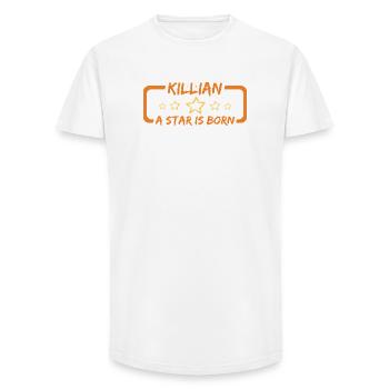 Killian : Une étoile est née - T-shirt coupe longue homme - blanc - Devant - AI Model Male 185 light (185cm)