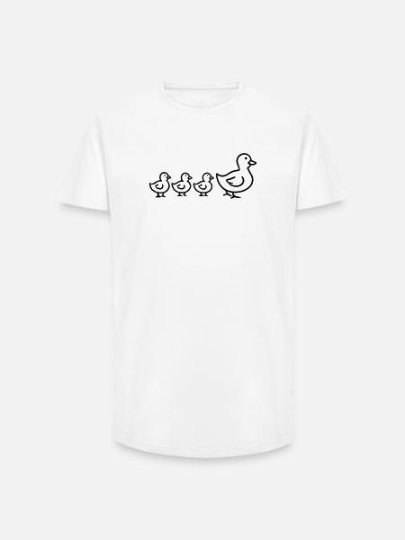 Duck Family - Long Fit Men's T-Shirt - white