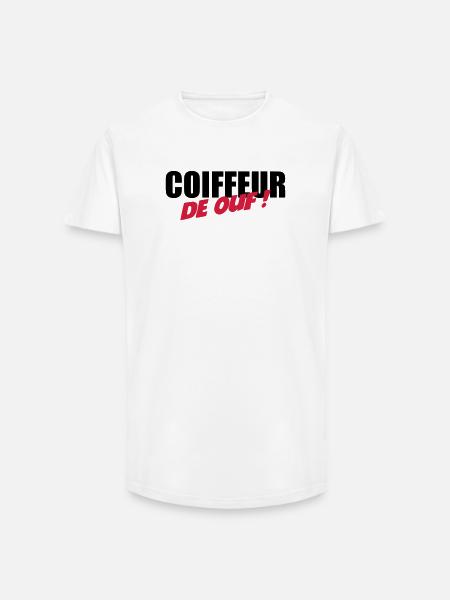Coiffure / Coiffeur / Coiffeuse / Mode / Cheveux - T-shirt coupe longue homme - blanc