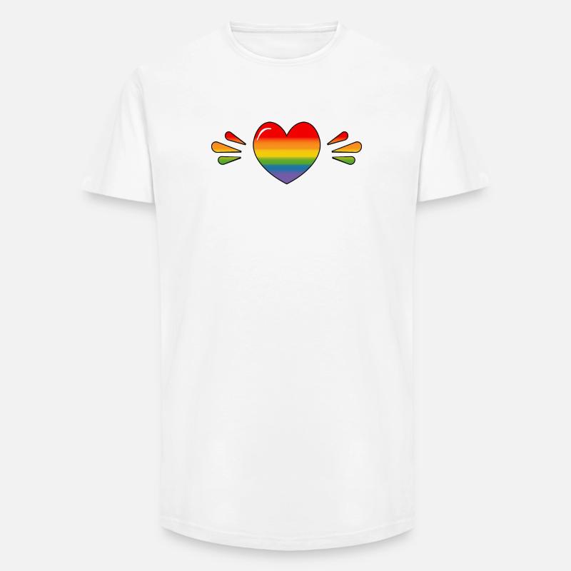 Rainbow Sparkling heart - Long Fit Männer T-Shirt - Weiß