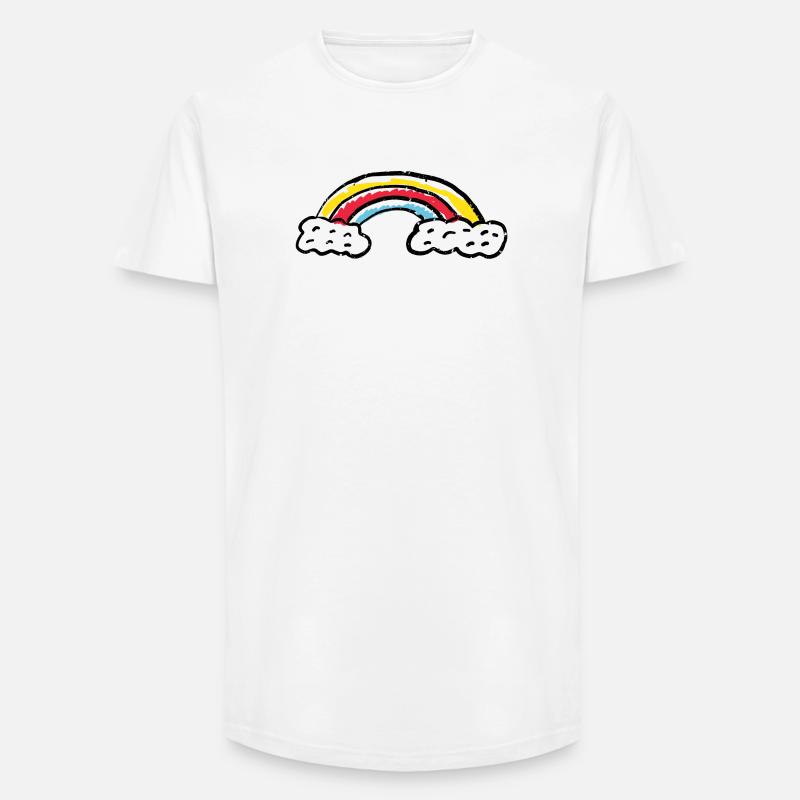Regenbogen-Pinsel-Bogenstriche - Long Fit Männer T-Shirt - Weiß