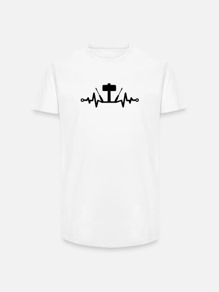 Tool Heartbeat – Hammer and Screwdriver - Long Fit Men's T-Shirt - white