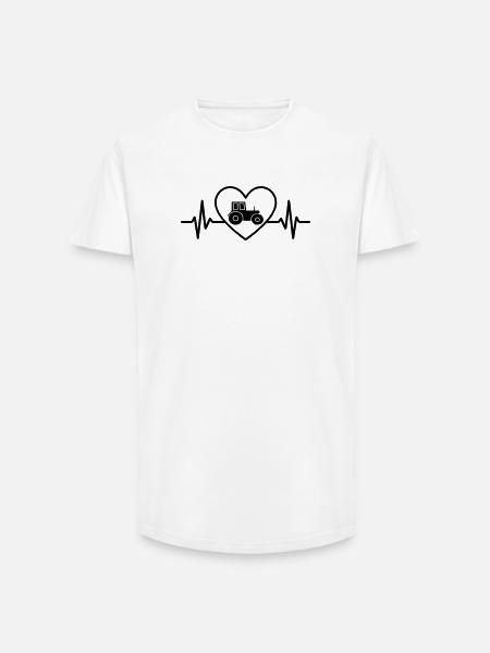 Farmer Tractor Heart - Long Fit Men's T-Shirt - white
