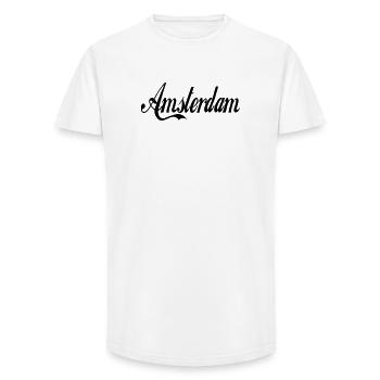 Amsterdam - couleur personnalisable - T-shirt coupe longue homme - blanc - Devant - AI Model Male 185 light (185cm)