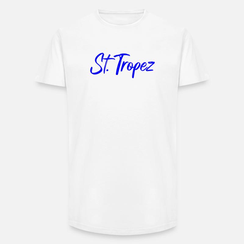 St Tropez Küstenflair Blau Script - Long Fit Männer T-Shirt - Weiß