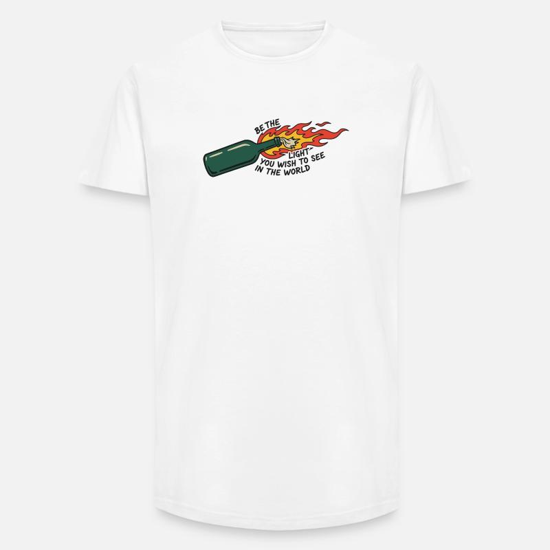 Flammende Flasche sei das Licht - Long Fit Männer T-Shirt - Weiß
