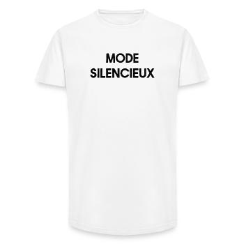 Silent Mode – Minimalism & Modern Calm - Long Fit Men's T-Shirt - white - Front - AI Model Male 185 light (185cm)