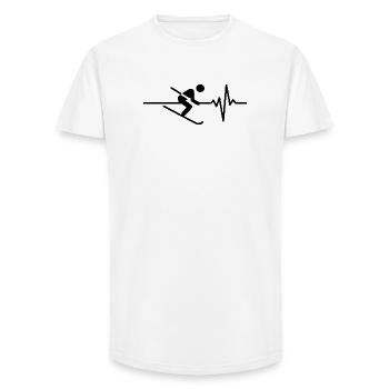 Skiing is my life, heartbeat, ski, slope - Long Fit Men's T-Shirt - white - Front - AI Model Male 185 light (185cm)