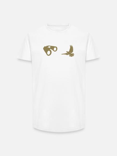 Minimalist Bird Watching Silhouette - Long Fit Men's T-Shirt - white