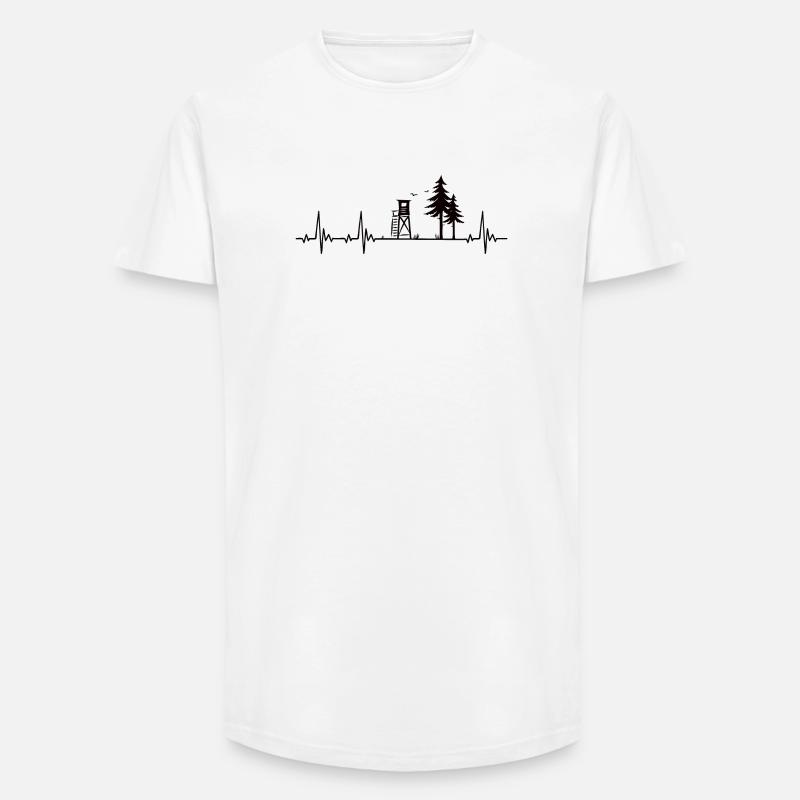 Jäger Herzschlag mit Hochsitz im Wald - Long Fit Männer T-Shirt - Weiß