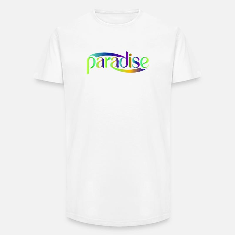 Paradise Rainbow Skriptdesign - Long Fit Männer T-Shirt - Weiß