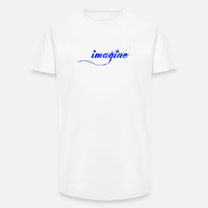 Imagine Blaue Farbklecks Script - Long Fit Männer T-Shirt - Weiß