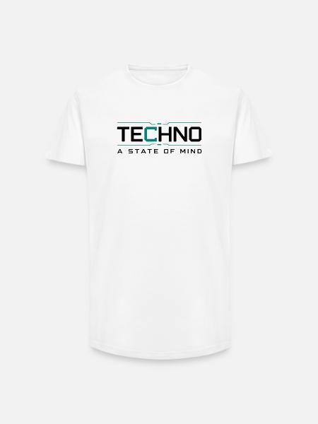 Techno - A State of Mind - Long Fit Men's T-Shirt - white