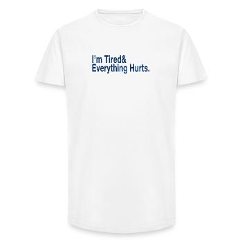 Relatable Fatigue Quote in Deep Blue - Long Fit Men's T-Shirt - white - Front - AI Model Male 185 light (185cm)