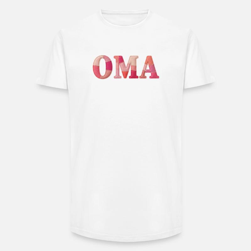 OMA Cozy Patchwork Statement Gift - Long Fit Men's T-Shirt - white