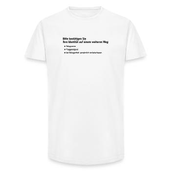Bestätigung - Long Fit Männer T-Shirt - Weiß - Vorne - AI Model Male 185 light (185cm)