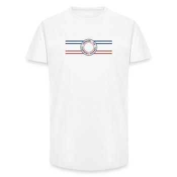 Bleu Blanc Rouge - Apéro copains FRANCE - T-shirt coupe longue homme - blanc - Devant - AI Model Male 185 light (185cm)