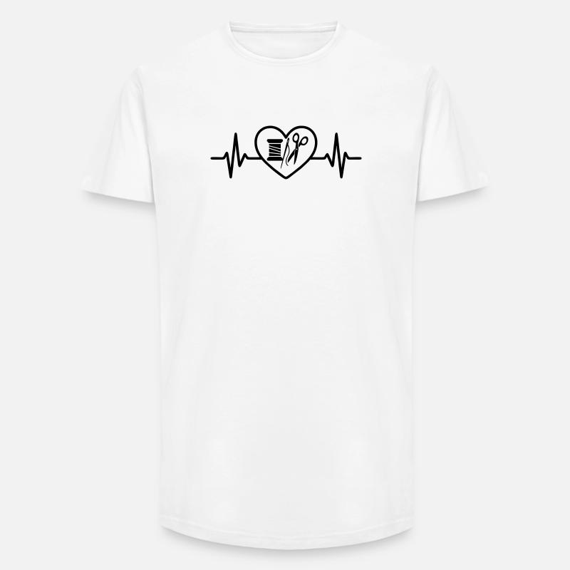 Sewing Spool Needle Scissors Heart - Long Fit Men's T-Shirt - white