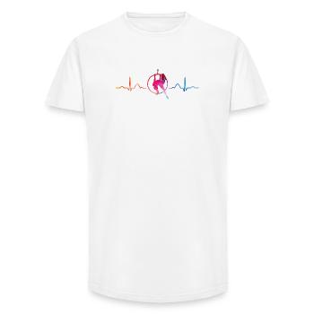 Anneau aérien Rythme de cœur Lyra Anneau aérien - T-shirt coupe longue homme - blanc - Devant - AI Model Male 185 light (185cm)