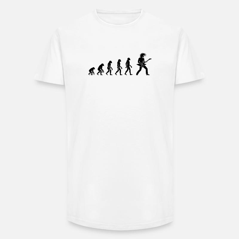 Evolution Rock 'n' Roll Guitarist Design - Long Fit Men's T-Shirt - white