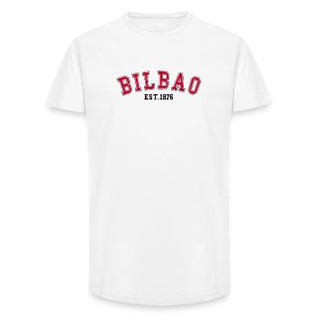 Bilbao Fondée en 1976 - T-shirt coupe longue homme - blanc - Devant - AI Model Male 185 light (185cm)
