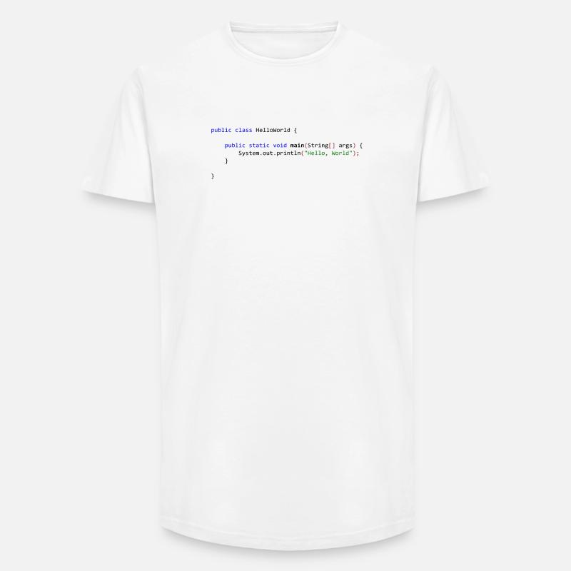 Bonjour tout le monde en Java - T-shirt coupe longue homme - blanc