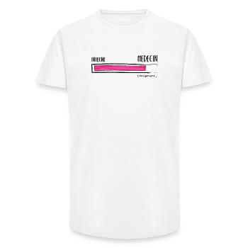 Interne Médecin Chargement. Humour Futur médecin - T-shirt coupe longue homme - blanc - Devant - AI Model Male 185 light (185cm)