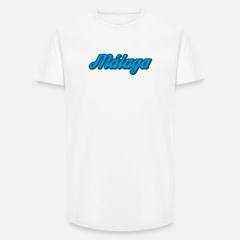 Málaga Coastal Script Blue - Long Fit Men's T-Shirt - white