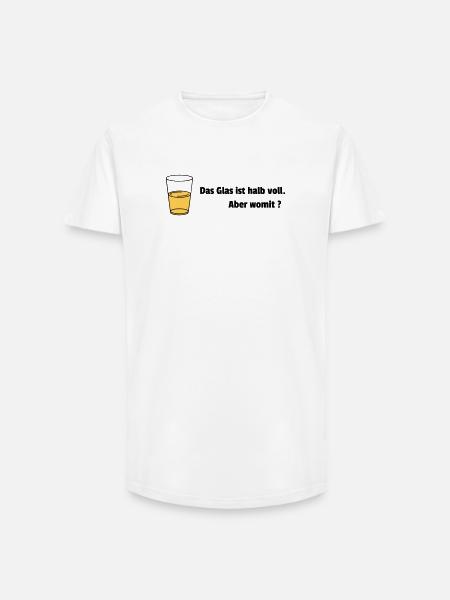 Glass half full Realist - Long Fit Men's T-Shirt - white
