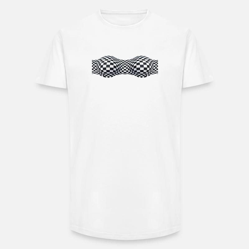 Folded Checkered Patterns - Long Fit Men's T-Shirt - white