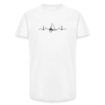 Écharpe verticale Battement de cœur Acrobaties aériennes Soie aérienne - T-shirt coupe longue homme - blanc - Devant - AI Model Male 185 light (185cm)