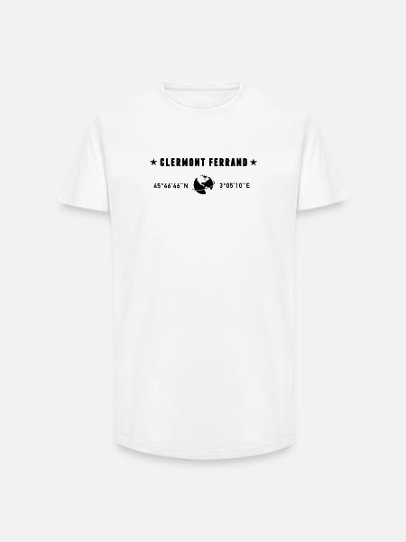 Clermont Ferrand France Coordonnées Globe - T-shirt coupe longue homme - blanc