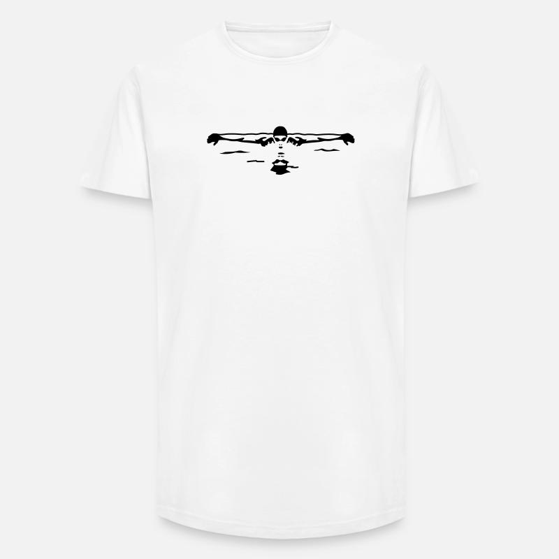Schwimmer, Butterfly - Long Fit Männer T-Shirt - Weiß