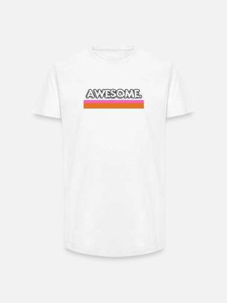 Awesome Retro Stripe - Long Fit Men's T-Shirt - white