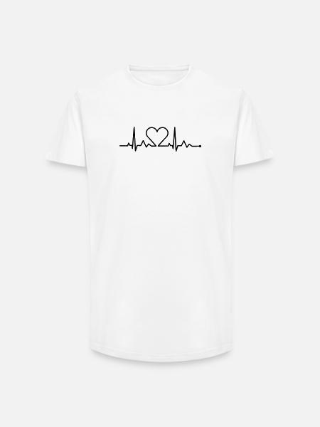 heartbeat - herzschlag - Long Fit Männer T-Shirt - Weiß