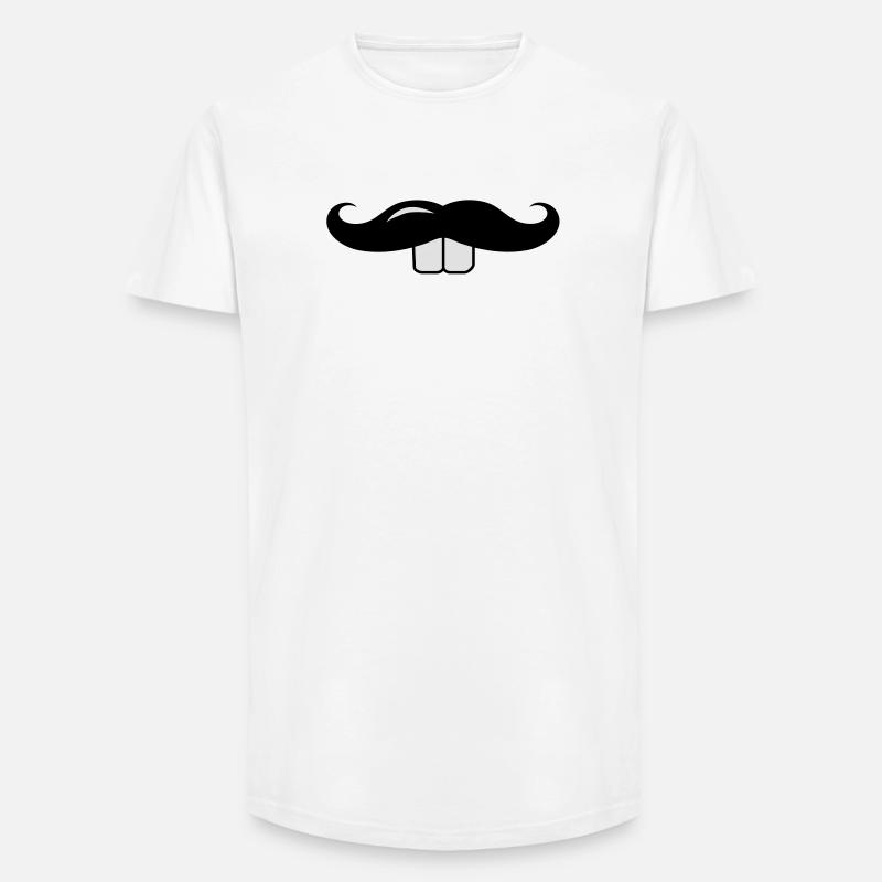 Schnurrbart mit Hasenzähne - Long Fit Männer T-Shirt - Weiß